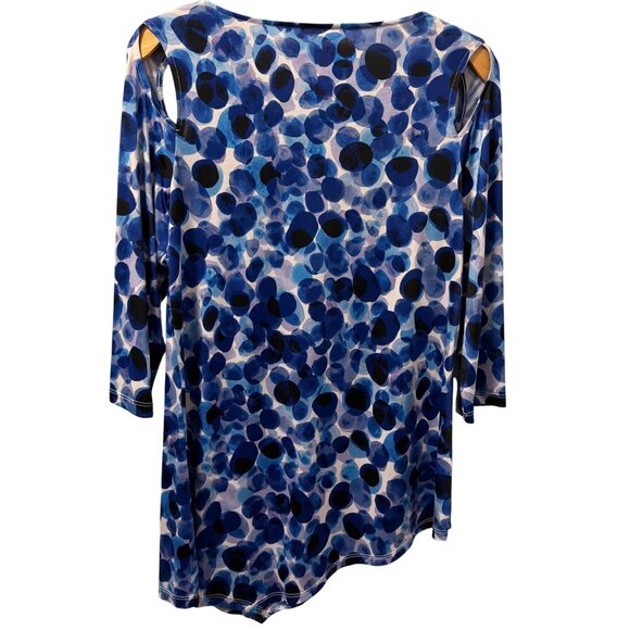 Nygard Blouse Sz S Blue Asymmetrical Hem Tunic Top 3/4 Sleeves Blouse - Picture 11 of 12